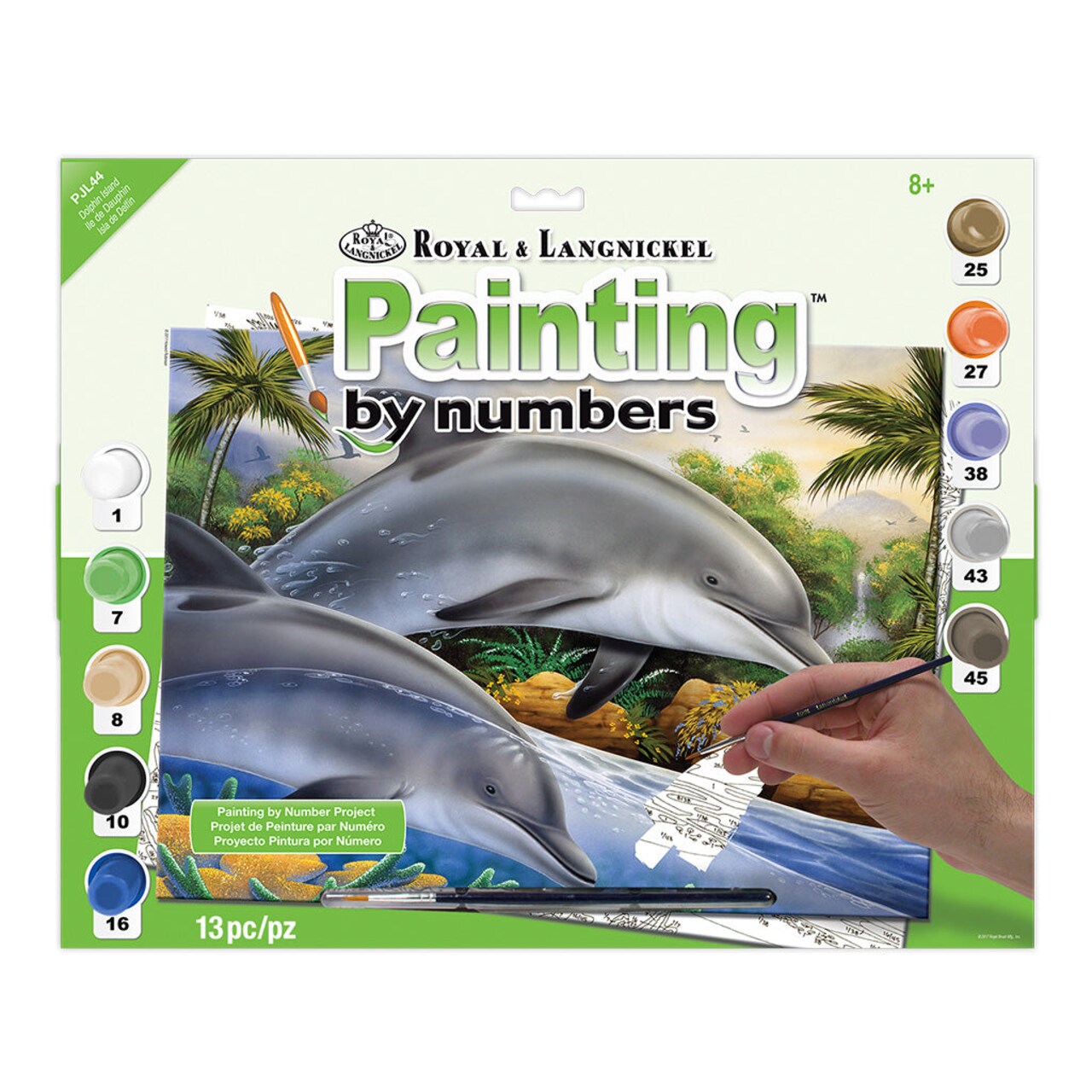 PJL44 | Painting by numbers™ 13pc 11.25" x 15.375" Dolphin Island Painting Project